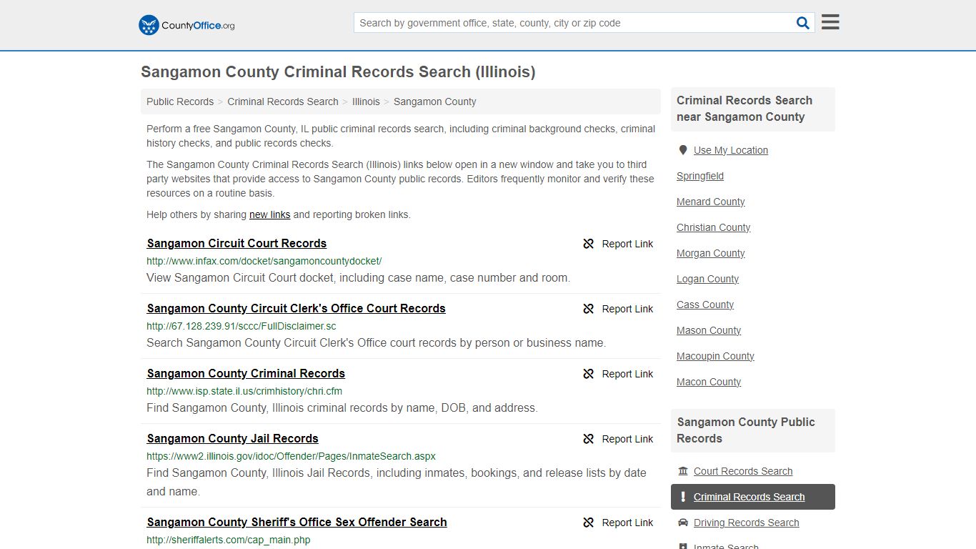 Sangamon County Criminal Records Search (Illinois) - County Office