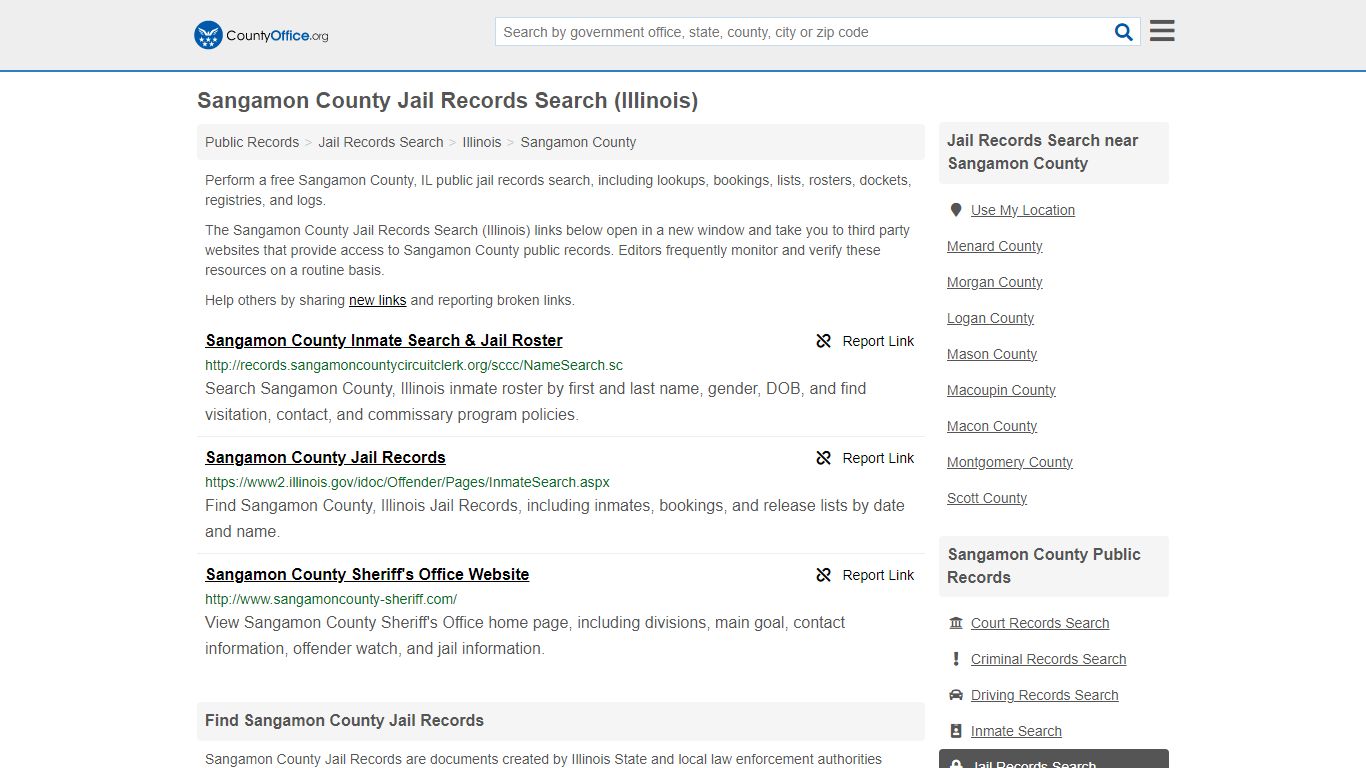 Sangamon County Jail Records Search (Illinois) - County Office