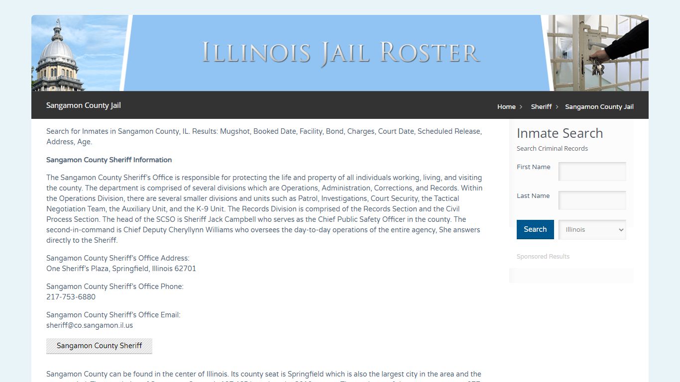 Sangamon County Jail | Jail Roster Search